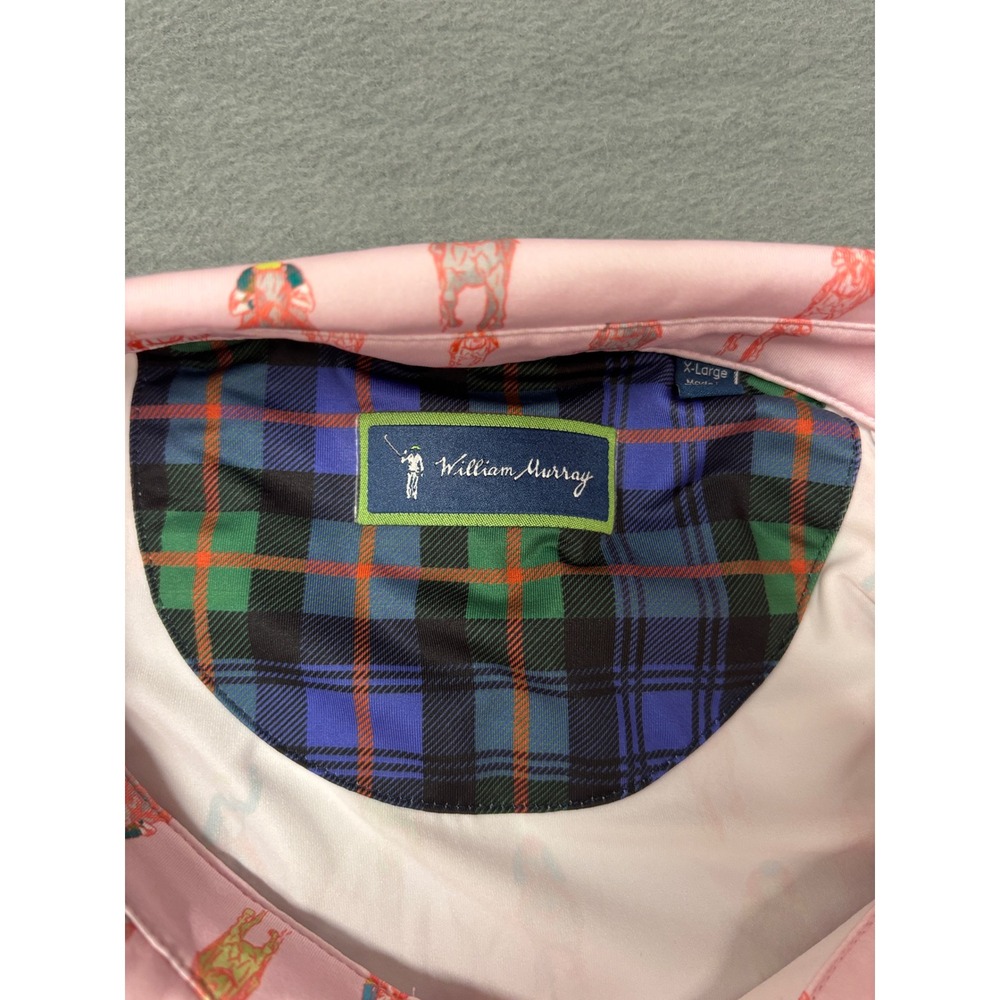 William Murray And They're Off Polo Shirt Pink Horse Racing Golf Men's XL NWT - Picture 3 of 14